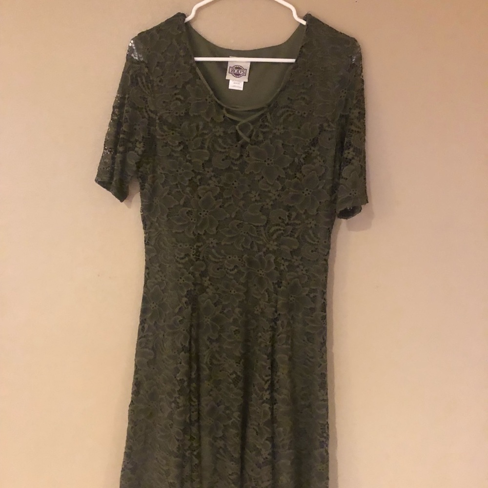 COPY - Ladies Size Medium Olive Green Lace Dress